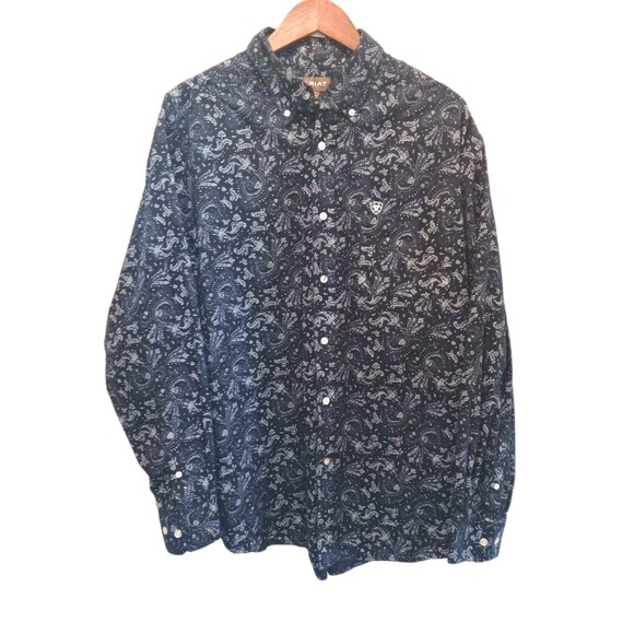 Ariat Other - Ariat Men's XL Navy Paisley Long Sleeve Western Button Down Cotton Shirt